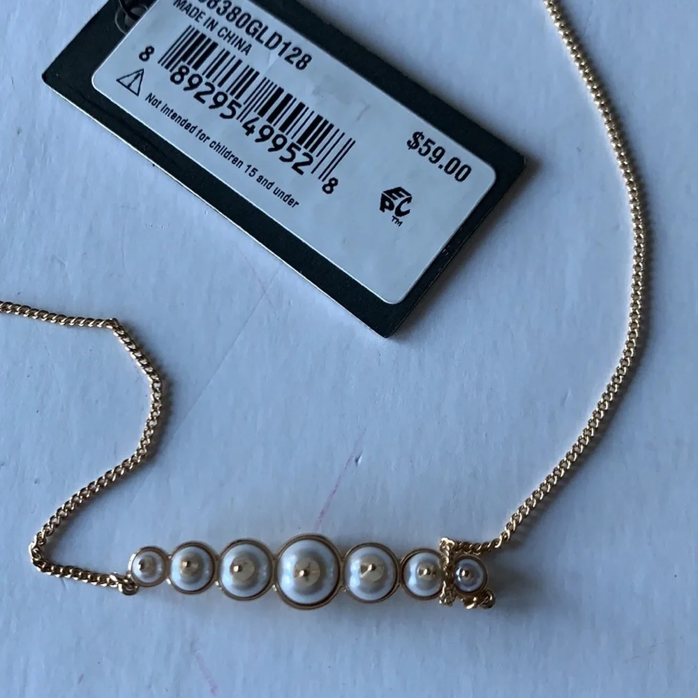 ALLSAINTS
Studded Pearl Bar Necklace, 17-1 - Picture 7 of 7
